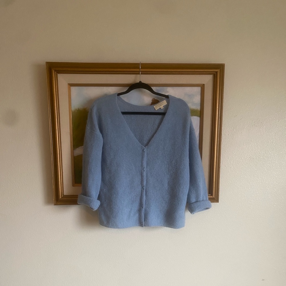 Sezane Barry wool sweater. Can be worn with buttons in front or back. EUC